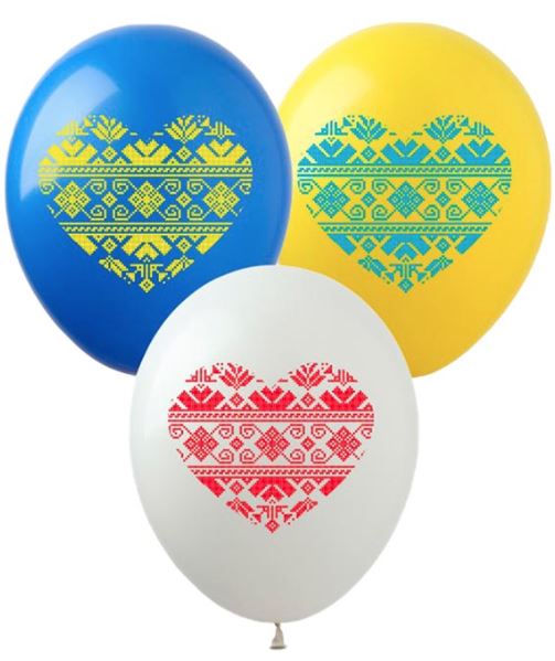 Кульки Pelican 12"(30 сm) "Серце вишиванка"  10шт Різнокольоровий Pelican (828938)