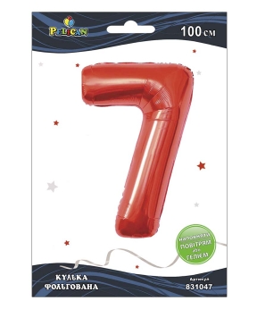 Цифра фольгована Pelican, "7" червона 100см Червоний Pelican (831047)