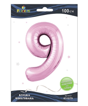 Цифра фольгована Pelican, "9" рожева 100см Рожевий Pelican (831079)
