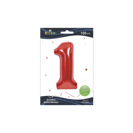 Цифра фольгована Pelican, "1" червона 100см Червоний Pelican (831041)