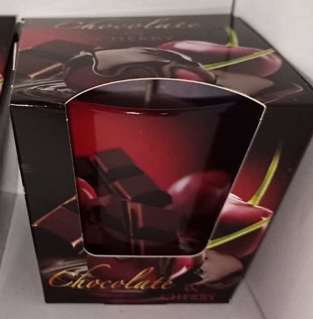 Свеча ароматическая "Шоколадная вишня" 30часов, 8см Красный Bartek Candles (34401)