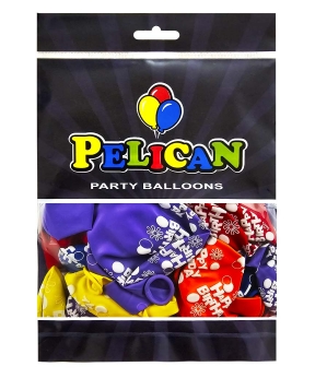Кульки латексні Pelican 12"(30сm) "Happy Birthday, квіточки"   50шт Різнокольоровий Pelican (824018)