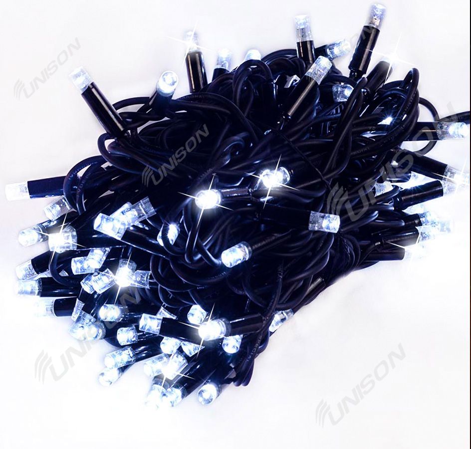 Вулична 100 LED+ FLASH  10м,  чорн/каучук  2мм, білий (1423-03)