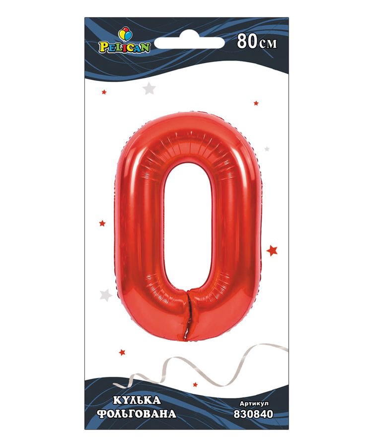 Цифра фольгована Pelican, "0" Червона 80см Червоний Pelican (830840)