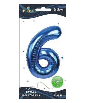 Цифра фольгована "6" Синя 80см Синій Pelican (830856)