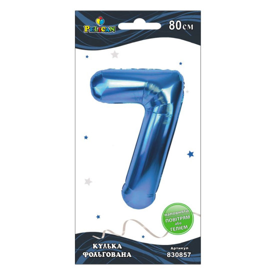 Цифра фольгована "6" Синя 80см Синій Pelican (830856)