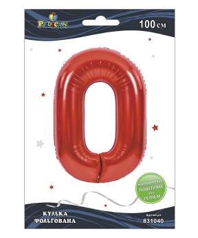 Цифра фольгована Pelican, "0" червона 100см Червоний Pelican (831040)