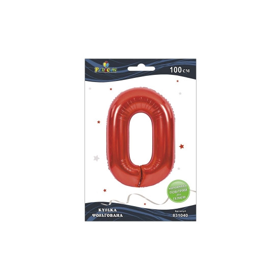 Цифра фольгована Pelican, "0" червона 100см Червоний Pelican (831040)