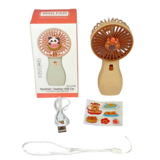 Вентилятор Капібара 13см,  usb,  2 швидкості +підсвітка Бежевий Unison (А 1311 beige)