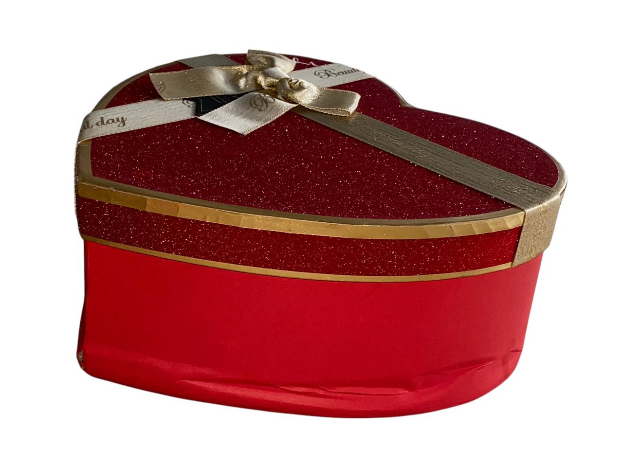 Коробка подарункова серце,  22 х 18 х 9,5см  з ДЕФЕКТОМ (10237-red №1)