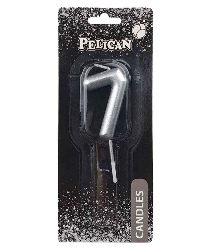 Свічка для торта Pelican "7" СРІБЛО 5см Срібний Pelican (865027)