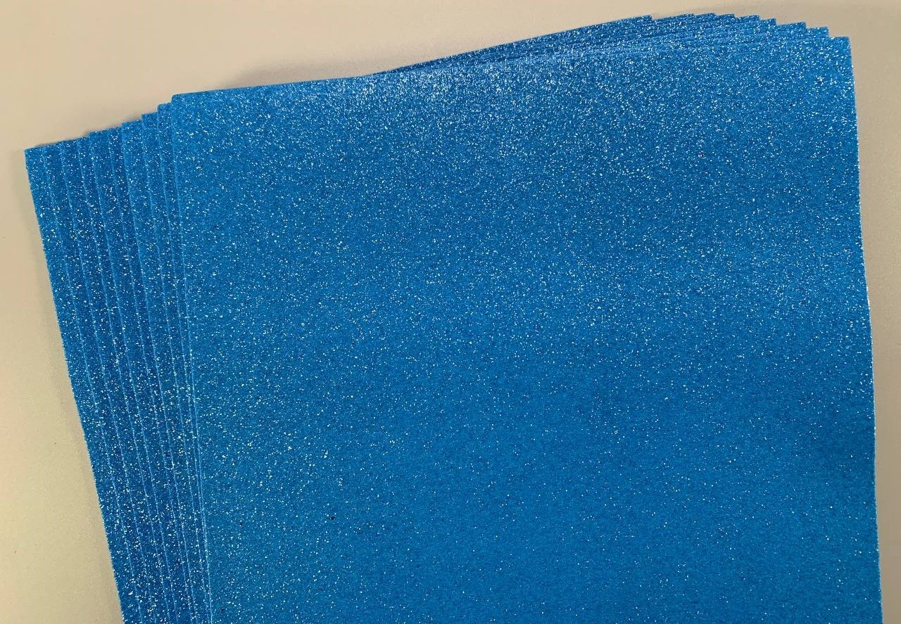 Фоаміран 1,7мм Блакитний Fluorescent Glitter  10 аркушів Блакитний Unison (17FA4-006)