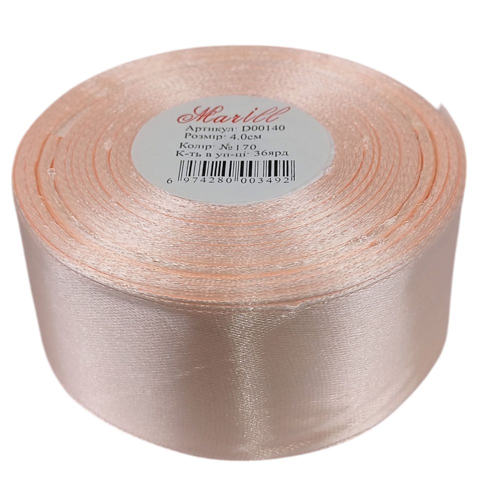 Атласная лента 4см (±5мм) x 33м Розовый Marill (LA4033-170)