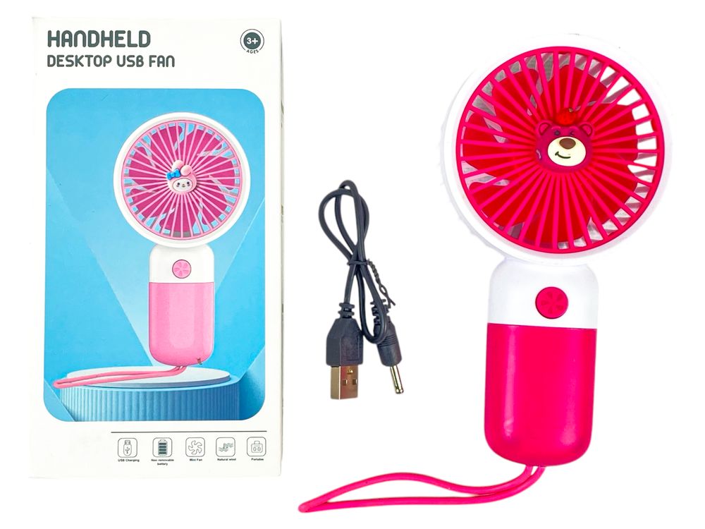 Вентилятор ручний 15см, 1 режим,  USB Рожевий Unison (2029A-L raspberry)