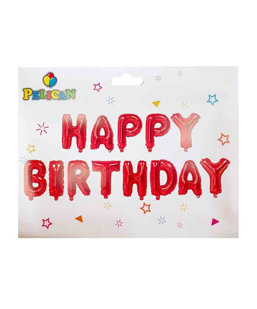 Набір з 13  кульок- літер, Happy Birthday 40см, червоний Червоний Pelican (837108)