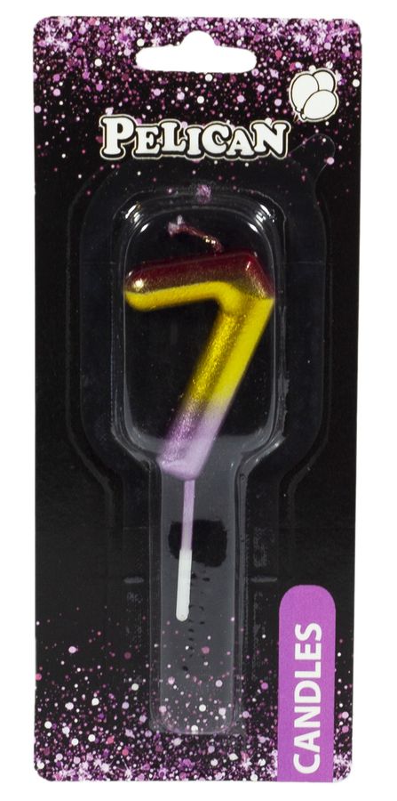 Свеча для торта Pelican, "7" РАДУЖНАЯ 4,5см Разноцветный Pelican (864567)