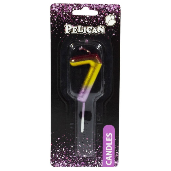 Свеча для торта Pelican, "7" РАДУЖНАЯ 4,5см Разноцветный Pelican (864567)