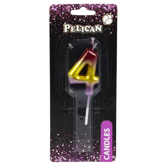 Свеча для торта Pelican, "4" РАДУЖНАЯ 4,5см Разноцветный Pelican (864564)
