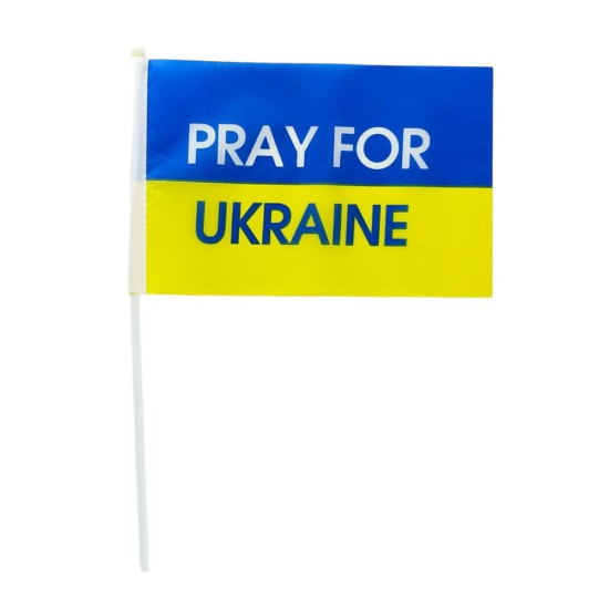 Прапорець 14 х 21см "PRAY FOR UKRAINE" Жовто-блакитний Unison (780023)