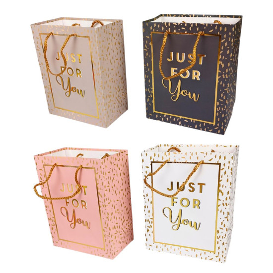 Пакет подарунковий Just for you  4дизайни 210g, 23 x 18 x 10см (12шт/уп) (HS-5162M/581-101M)