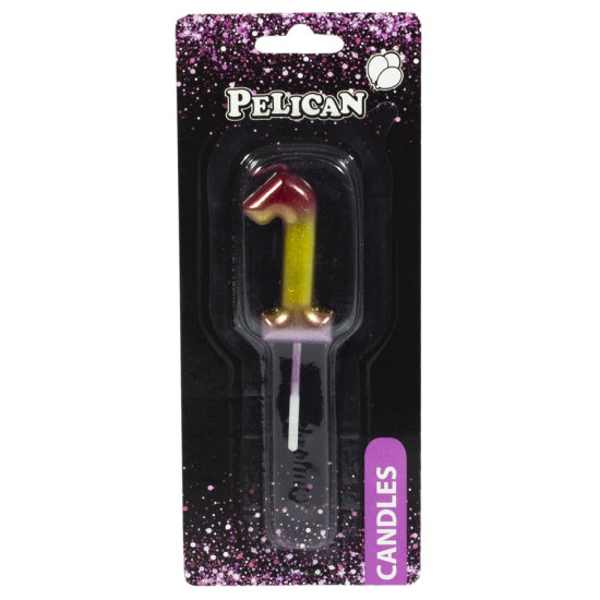 Свеча для торта Pelican, "1" РАДУЖНАЯ 4,5см Разноцветный Pelican (864561)