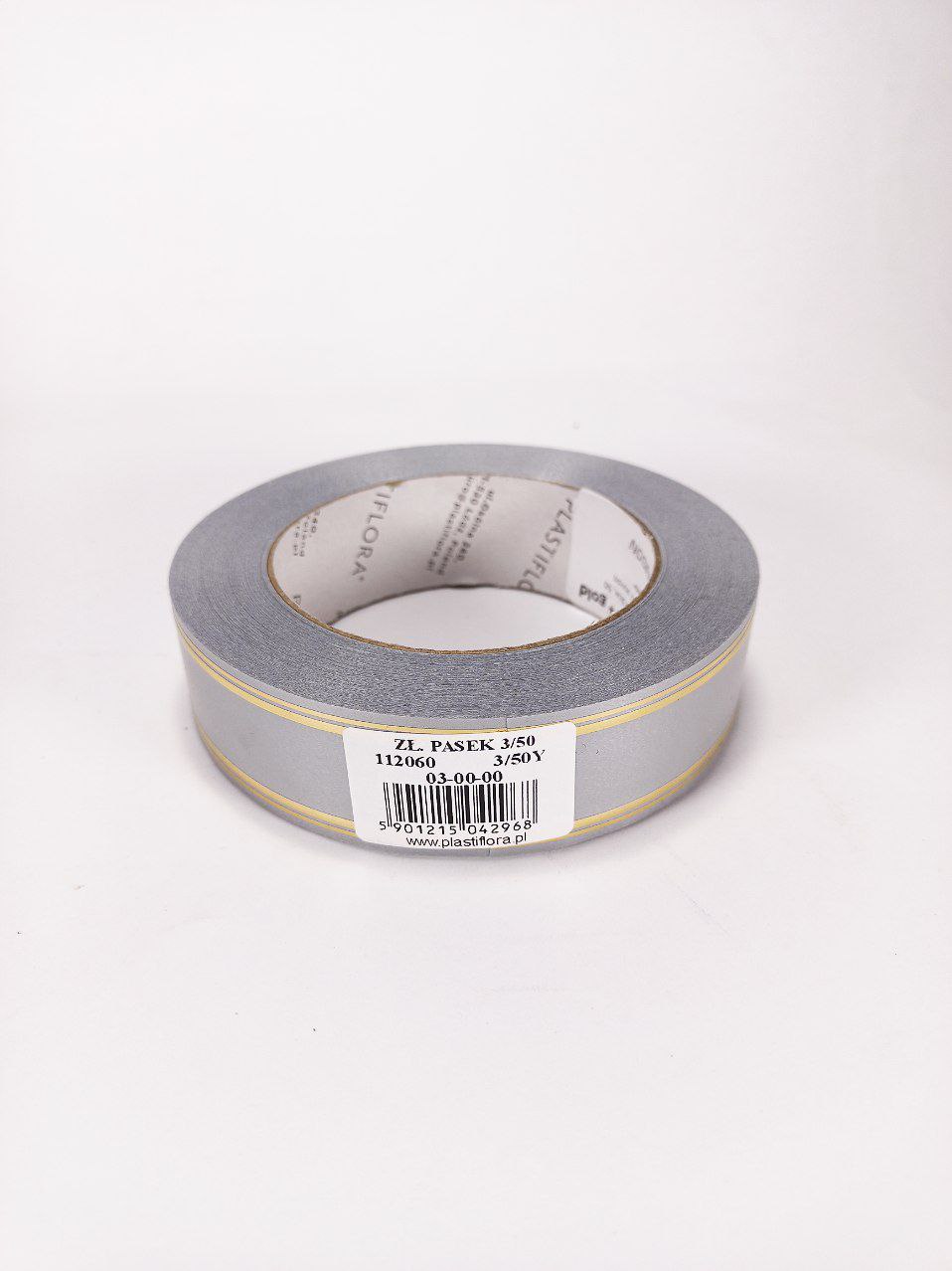 Стрічка пластикова 3см х 45м Срібний Unison (PAS30 -2 silver + gold)