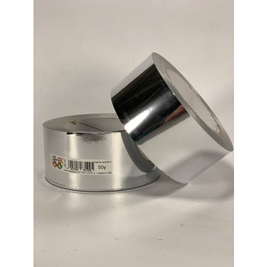 Лента пластиковая 5см, 50 ярд,  серебрянная металлизированная , BELATEX (MET50-silver)