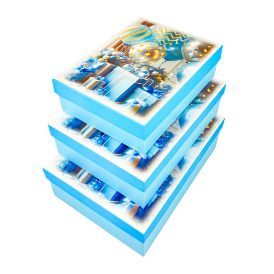 Коробка подарункова  "3D кульки" 29 х 21 х 9,5см, набір  3 шт (1033Y-508L)