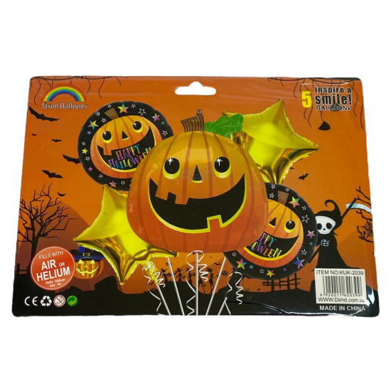 Набір з 5  фольгованих кульок "Хелловін" (KUK-2039 Halloween)