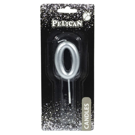 Свеча для торта Pelican, "0" СЕРЕБРО 4,5см Серебряный Pelican (864520)