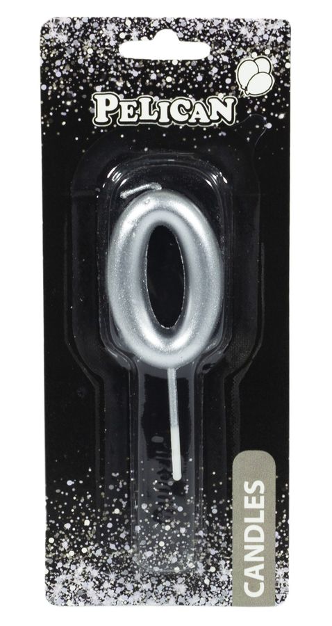 Свеча для торта Pelican, "0" СЕРЕБРО 4,5см Серебряный Pelican (864520)