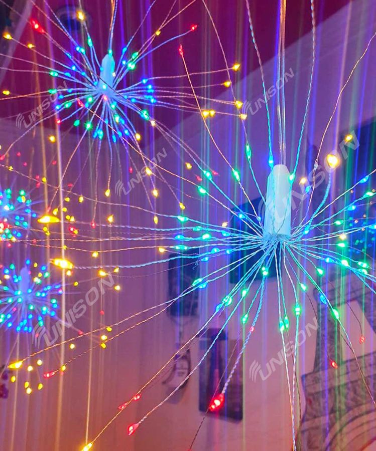Гірлянда 500LED пучок-фейерверк 5штук, 3м*0,25м, білий теплий Різнокольоровий Unison (1947-07)