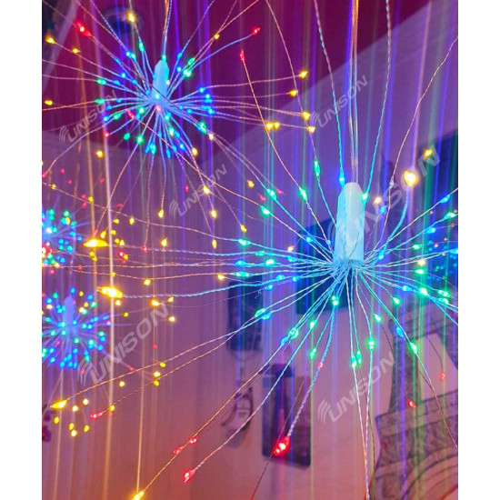 Гірлянда 500LED пучок-фейерверк 5штук, 3м*0,25м, білий теплий Різнокольоровий Unison (1947-07)