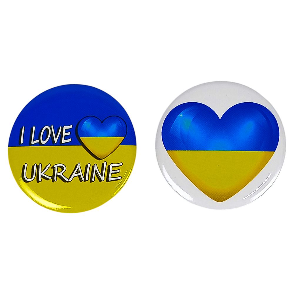 Значок металлический 4,3см "I Love Ukraine" Желто-синий Unison (443-2)