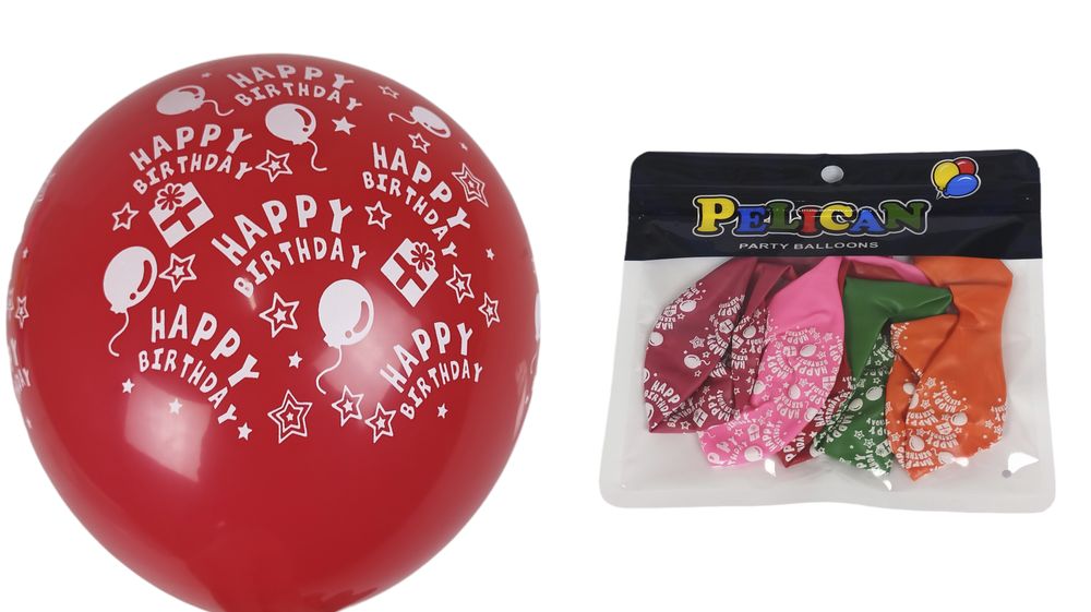 Кульки 12"(30сm) "Happy birthday" разноцветные 100шт (9253 DSCN)