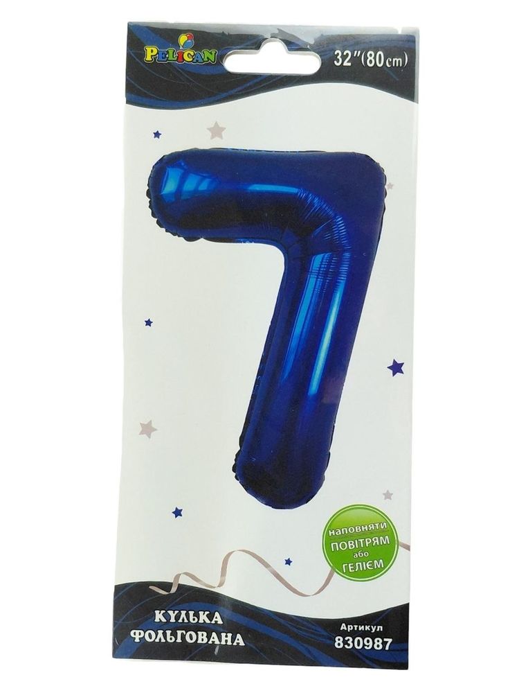 Цифра фольгированная  "7" индиго 32"(80cm) Pelican (830987)