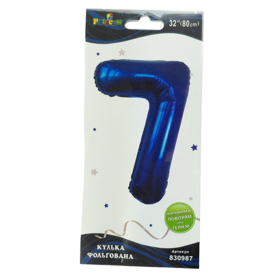 Цифра фольгированная  "7" индиго 32"(80cm) Pelican (830987)