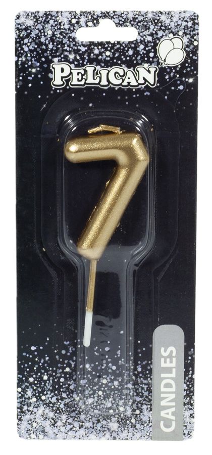 Свеча для торта Pelican, "7" ЗОЛОТО 4,5см Золотой Pelican (864517)