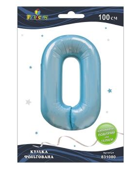 Цифра фольгированная Pelican "0" голубая 100см Голубой Pelican (831080)