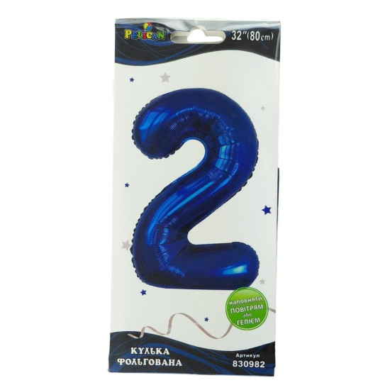 Цифра фольгированная  "2" индиго 32"(80cm) Pelican (830982)
