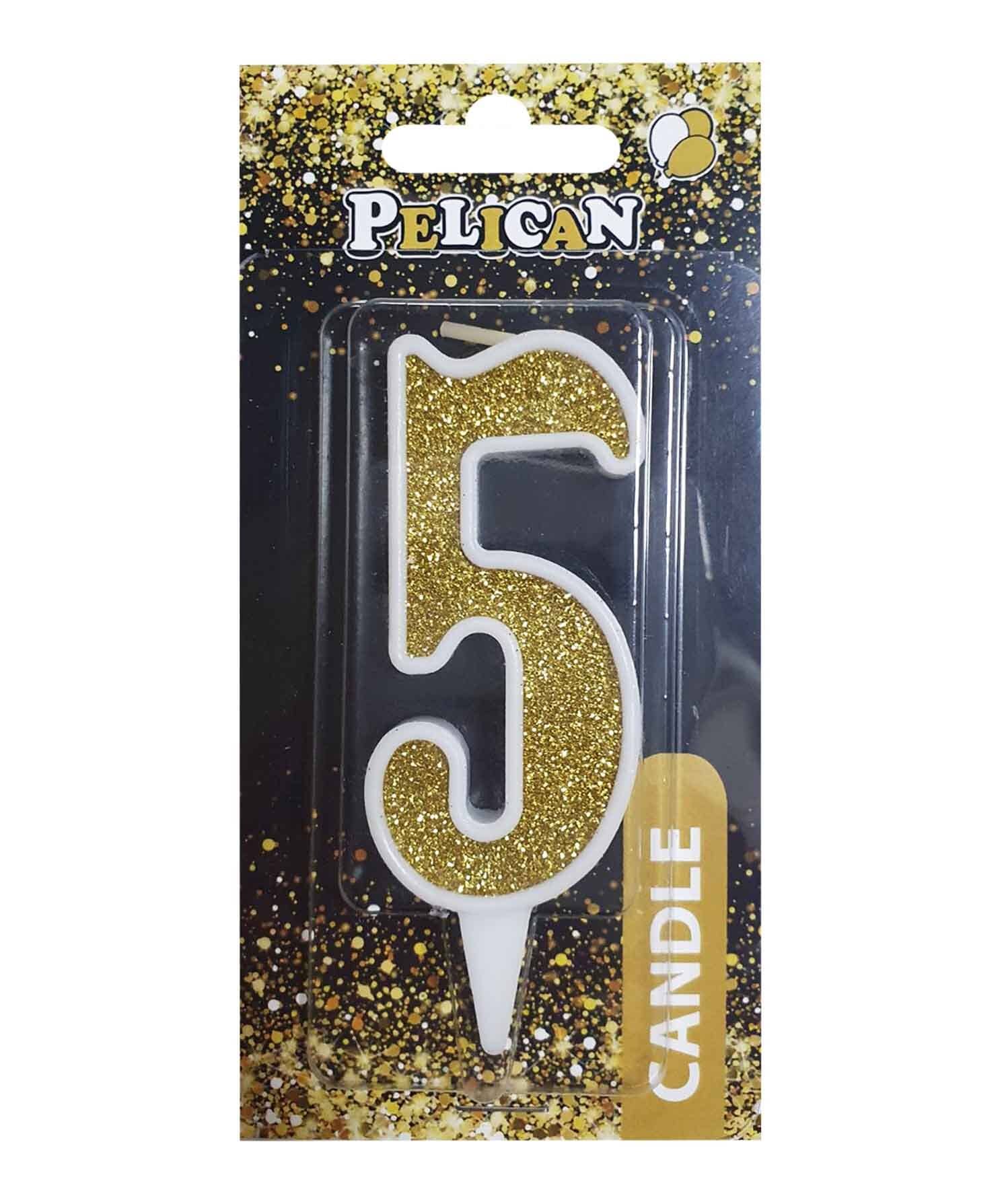 Свеча для торта Pelican "5" ЗОЛОТО 7см Золотой Pelican (867015)