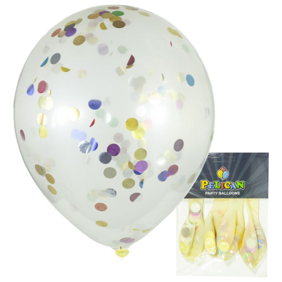 Кульки 12"(30сm) "Конфетти" прозрачные 100шт (9240 DSCN)