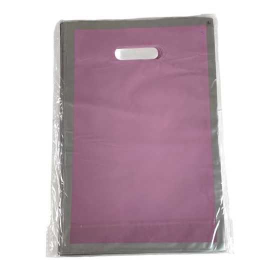 Пакет полиэтиленовый с прорезной ручкой, 39 х 27см 50шт/уп (10803 lilac- silver)