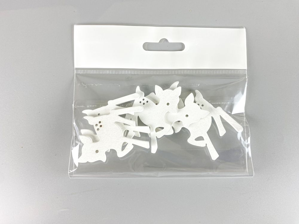 Деревянный бемби 5 х 6см, белый, 5шт (TK-019)