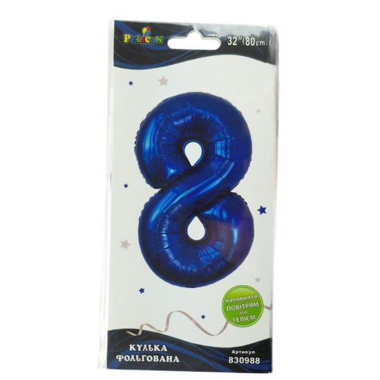 Цифра фольгированная  "8" индиго 32"(80cm) Pelican (830988)