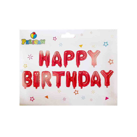 Набор из 13 шаров-букв,Happy Birthday 40см, красный Красный Pelican (837108)