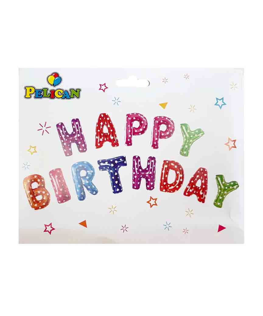 Набор из 13 шаров-букв, Happy Birthday 40см, разноцветный с сердечками Разноцветный Pelican (837114)