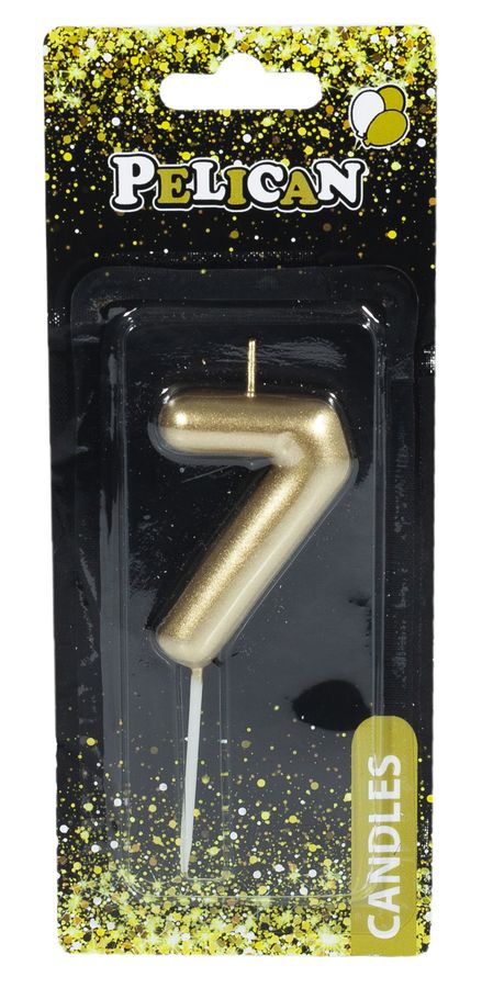 Свеча для торта Pelican "7" ЗОЛОТО 6 см Золотой Pelican (866017)