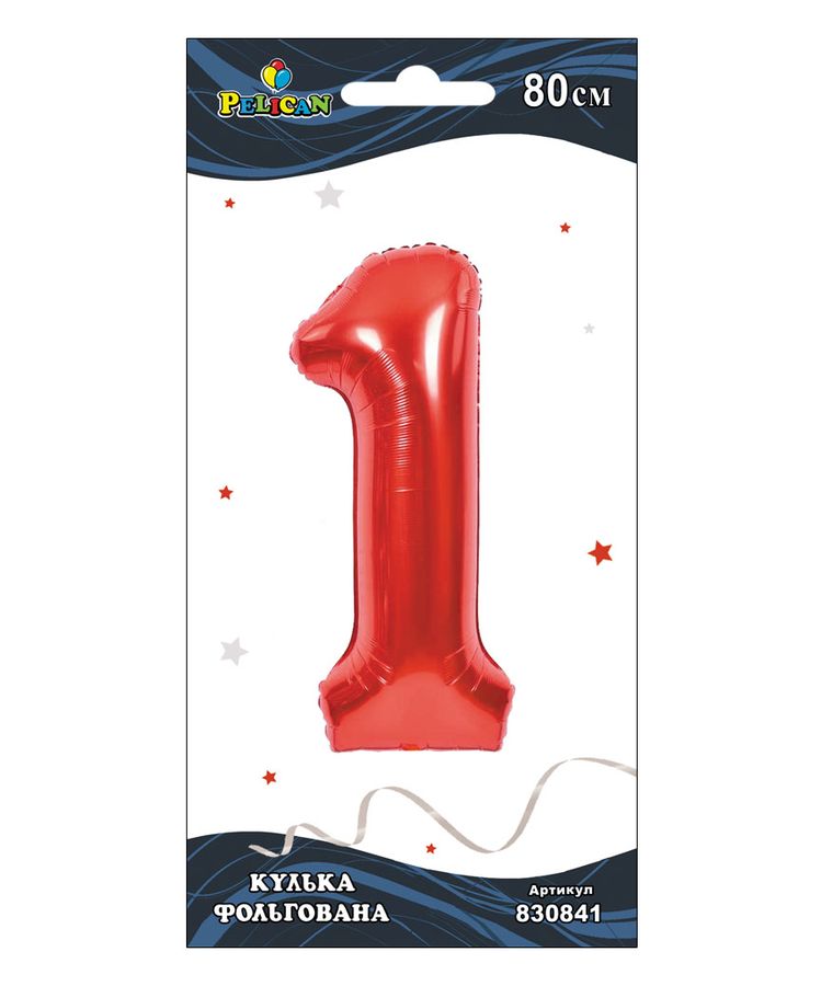 Цифра фольг  Pelican "1" Красная 80см Красный Pelican (830841)