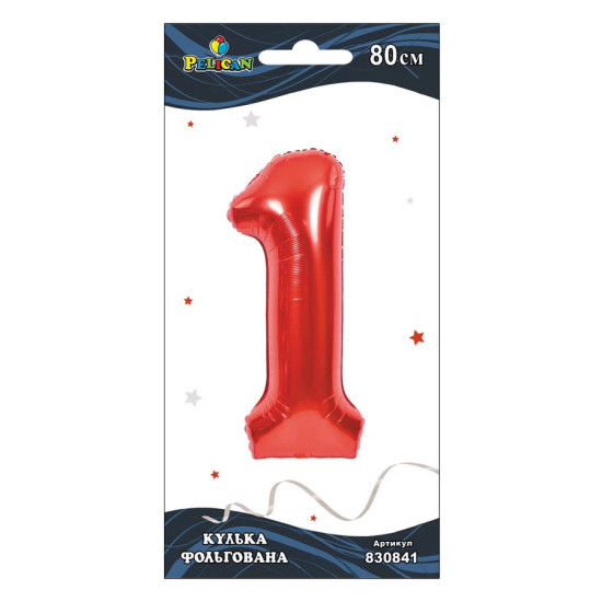 Цифра фольг  Pelican "1" Красная 80см Красный Pelican (830841)